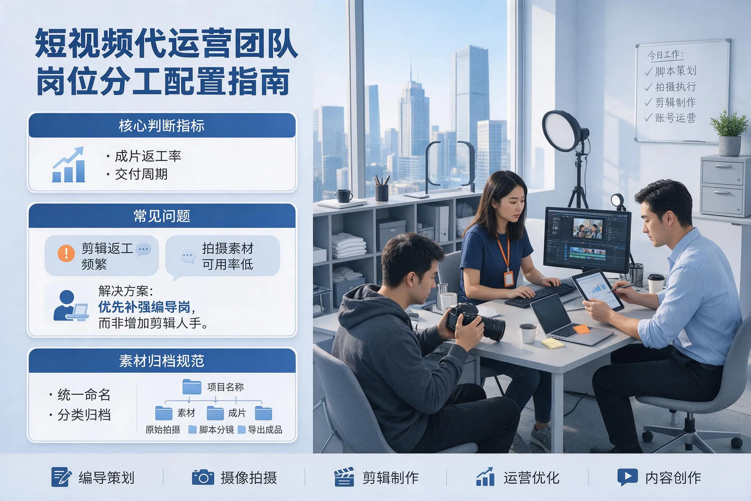短视频代运营团队如何配置？潮州企业岗位分工科普说明