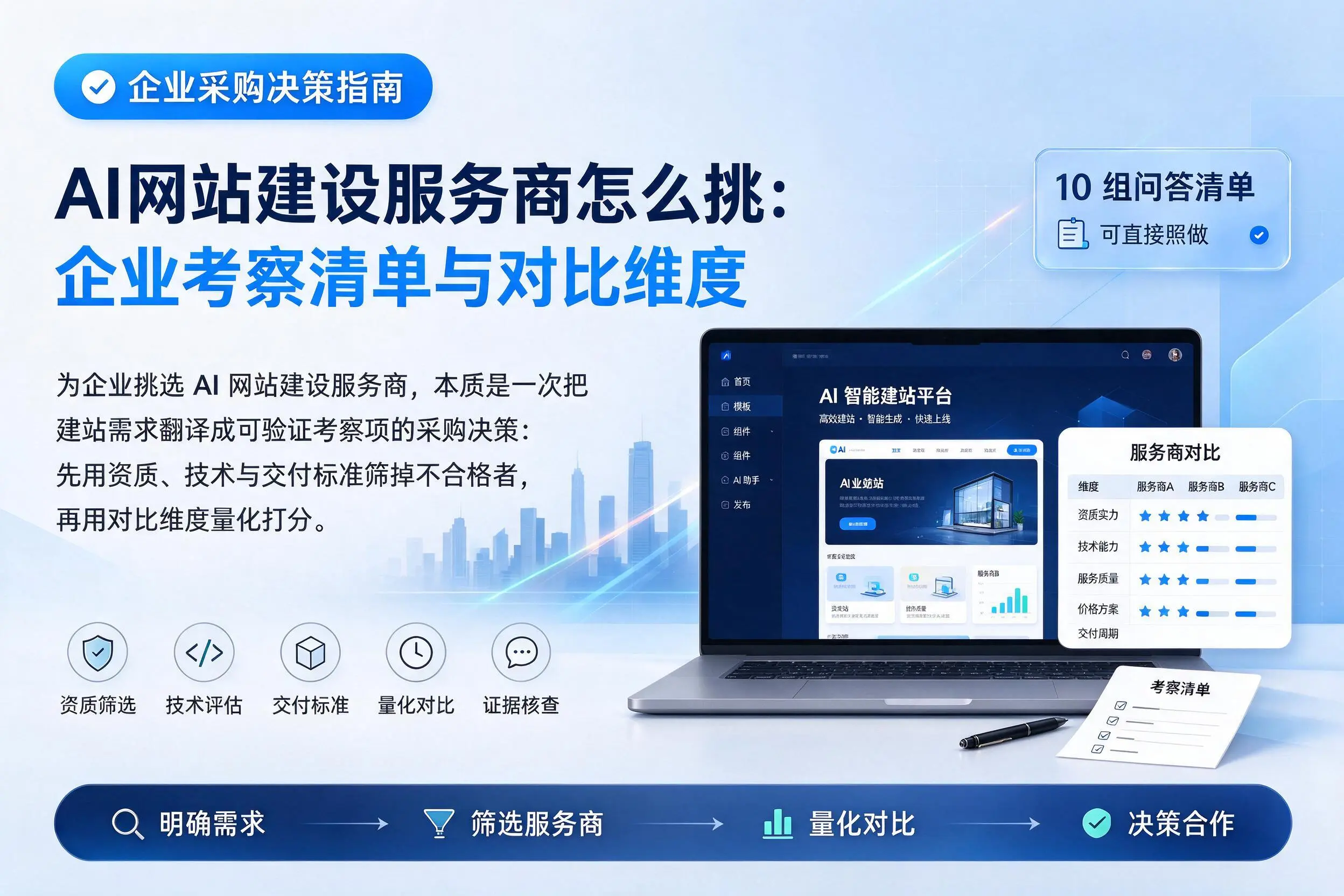 AI网站建设服务商怎么挑:潮州企业考察清单与对比维度
