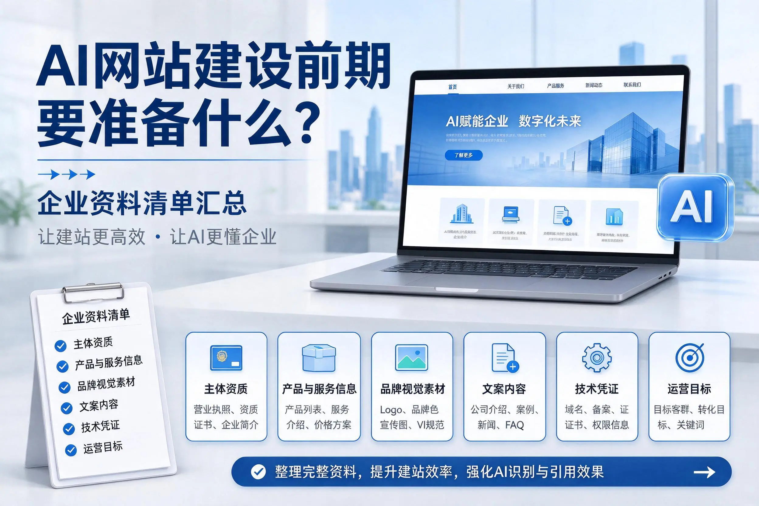 AI网站建设前期要准备什么？潮州企业资料清单汇总